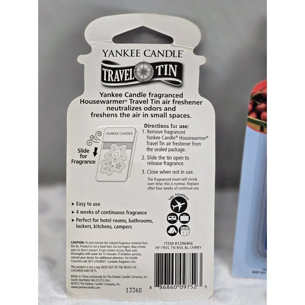 Yankee Candle Travel Tin Air Freshener Black Cherry Housewarmer Lot Of 2 New Set